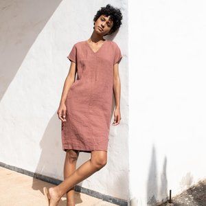 notPERFECTLINEN linen dress in V neck MONACO Size S